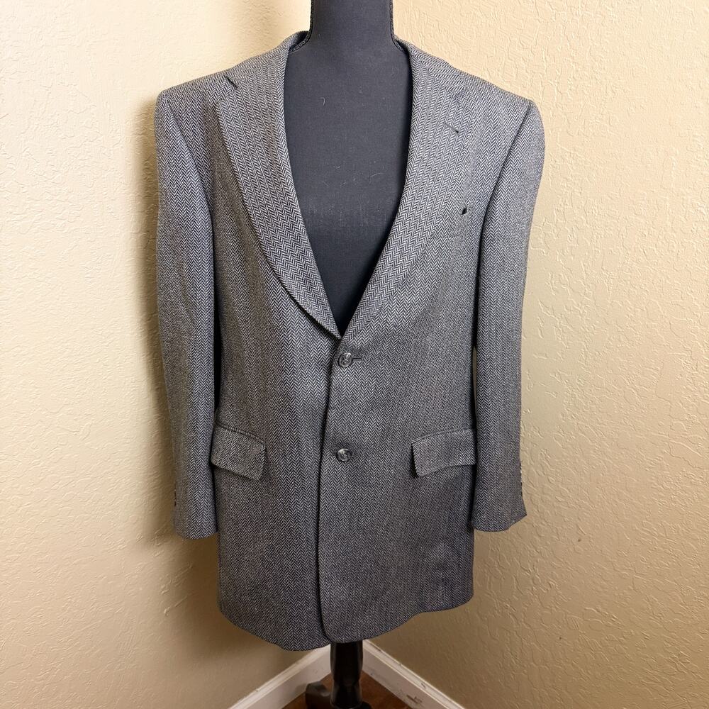 Hart Schaffner Marx Gray Herringbone Wool Blazer Sport Coat 40R USA